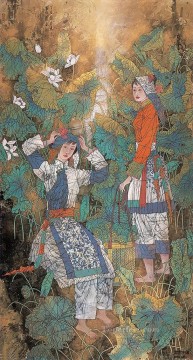 中国 Painting - Xu Huiquan 蓮の古い中国語を聞く